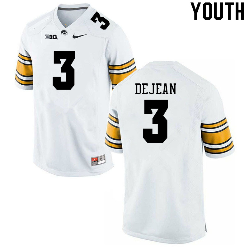 Youth #3 Cooper DeJean Iowa Hawkeyes College Football Jerseys Sale-White - Click Image to Close